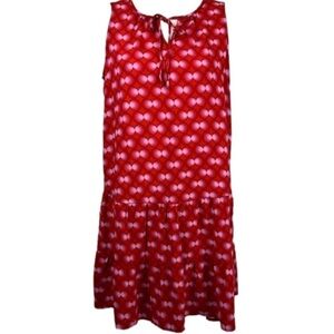 Lark & Grey Sundress Sleeveless Shift Dress Red & Pink Lightweight Medium